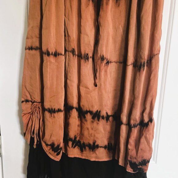 Boho Maxi Skirt – XL – Tie-Dye Brown & Black – Double Layer – Cotton Viscose Ble - Picture 8 of 8